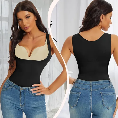 Vista 4 de JOYSHAPER Camiseta sin mangas de compresión para mujer, con control de abdomen, para adelgazar