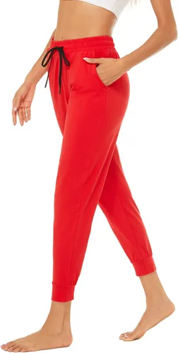Vista 3 de AvaCostume Pantalones deportivos ligeros de algodón para mujer, pantalones deportivos de yoga, pantalones casuales con bolsillos