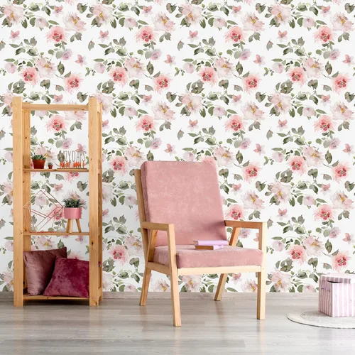 Vista 5 de VEELIKE Papel tapiz floral rosa suave de 17.7 x 118 pulgadas, papel de contacto floral de peonías vintage para paredes, armarios, estantes