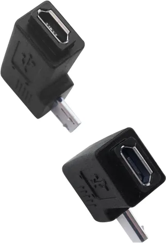 Vista 6 de Posdou 1 par derecha izquierda 90 grados ángulo micro USB macho a micro USB hembra adaptador