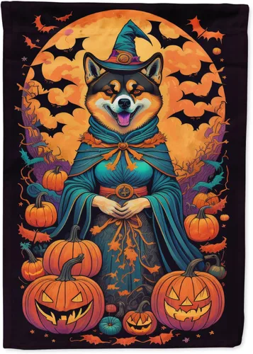 Vista 79 de Caroline's Treasures DAC1466GF - Bandera decorativa para jardín de Halloween de Affenpinscher Witchy para jardín, decoración para patio exterior