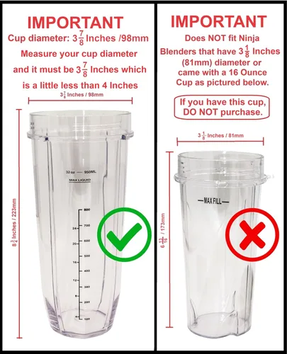 Vista 4 de Blendin Tarro de repuesto compatible con Nutri Ninja Auto-iQ 1000W y Duo Blenders (taza de 32 onzas)