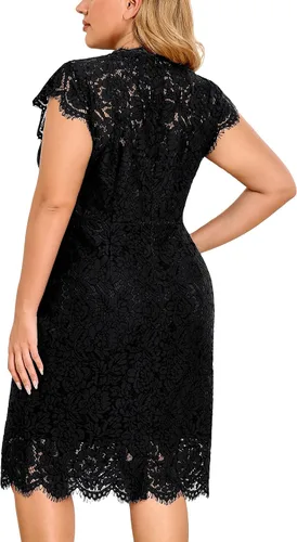 Vista 2 de Miusol Vestido de noche formal para mujer, con encaje retro, sin mangas, talla grande