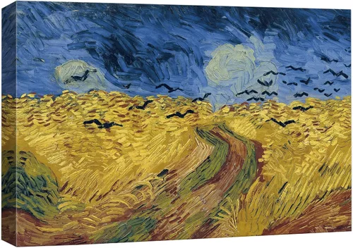 Vista 31 de Van Gogh - Lienzo con diseño giclée de olivos con cielo amarillo y sol, arte de pared de galería, estirado y enmarcado, listo para colgar, 24 x 36