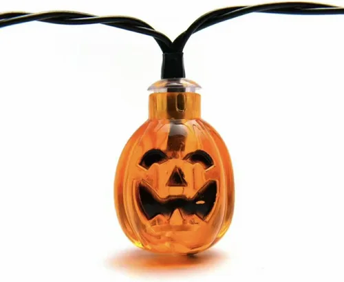 Vista 5 de YBB Tira de luces solares de calabaza, impermeable, decoración de Navidad, 20 luces LED parpadeante/modos de encendido constante, linterna