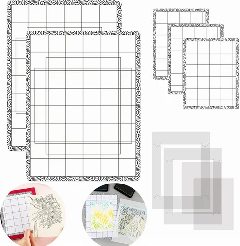 Vista 11 de Alfombrillas adhesivas antideslizantes flexibles para sellos, 2 alfombrillas de baja adherencia y 1 juego de amigos de mezcla, plantilla láser