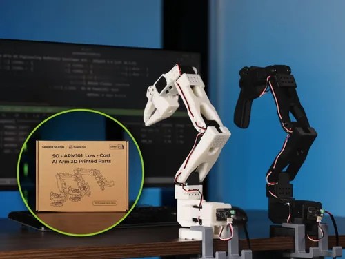 Vista 2 de SO-ARM101 Esqueleto impreso en 3D con brazo AI de bajo costo