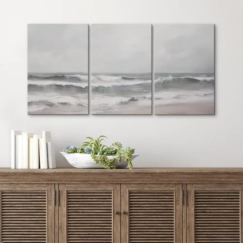 Vista 425 de wall26 Lienzo enmarcado para pared, juego de arte de acuarela pastel, paisaje rural, ilustraciones con formas abstractas, arte moderno, decorativo