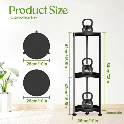 Vista 3 de SYQ Soporte para Plantas de 3 Niveles Interior Exterior - Soporte de Plantas de Metal Extra Alto de 34' para Plantas en Maceta, Soporte de Plantas