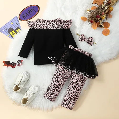 Vista 9 de Traje de Halloween para niñas pequeñas, traje de gato guepardo para otoño e invierno, traje de leopardo