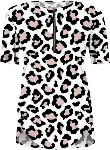 Vista 3 de Camiseta de manga corta transpirable para mujer, con estampado de Pascua, ajuste clásico, cuello redondo