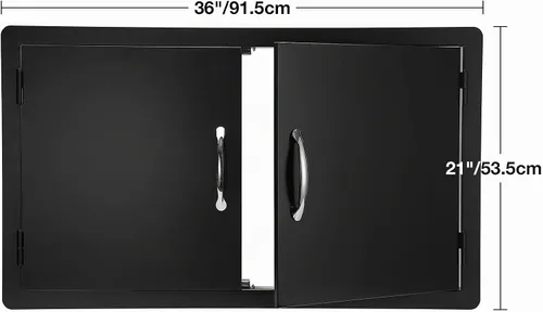 Vista 2 de Stanbroil Puertas de cocina al aire libre de 36 pulgadas de ancho x 21 pulgadas de alto, construcción de pared, montaje vertical de doble puerta