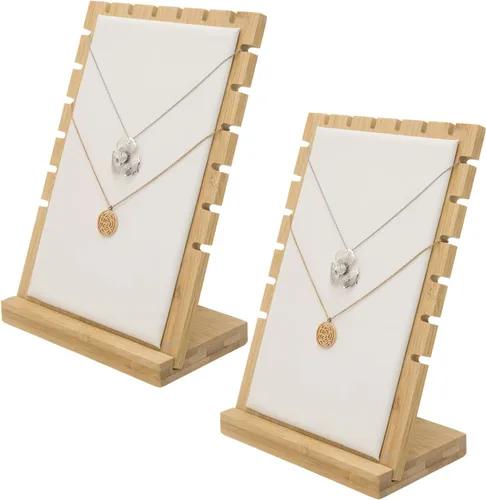 Vista 8 de MyGift Tablero de exhibición moderno de bambú para collares, joyas, juego de 2, color negro