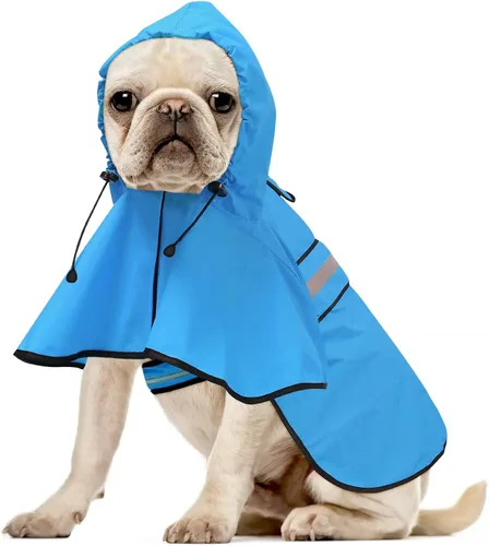 Vista 2 de Impermeables Reflectantes Impermeables para Perros - Chaqueta de Lluvia Ajustable para Cachorros, Chubasqueros Ligeros con Capucha para Perros