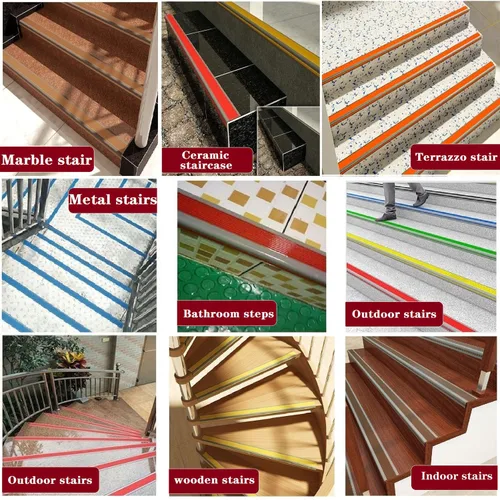 Vista 5 de Borde de escalera de 32 pulgadas, borde de goma negro, borde de escalera de vinilo autoadhesivo para escalera, protector de borde de escalera
