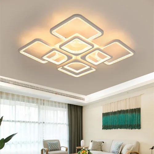 Vista 8 de Lámpara LED de techo regulable, 5 luces de techo de 23 pulgadas, montaje empotrado, lámpara de 80 W para sala de estar, dormitorio, cocina