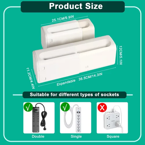 Vista 6 de Babylush - Caja de cubierta para regleta de alimentación a prueba de bebés, 1 paquete Adjustable Length,Baby Proof Cords,Baby Proof Surge