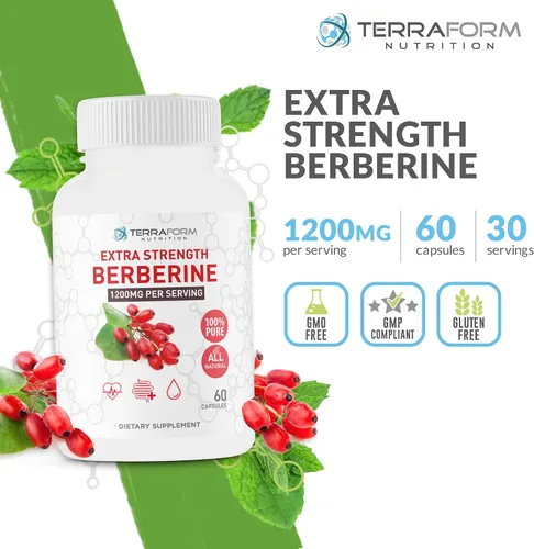 Vista 2 de Berberina HCL 1200mg diariamente - Suplemento de berberina pura de alta potencia 600 mg por cápsula - 60 cápsulas - Apoya la salud metabólica
