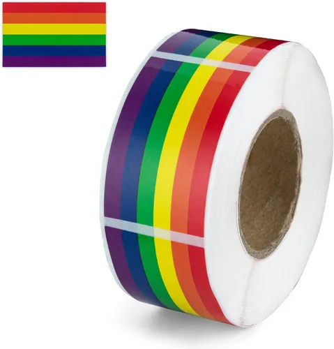 Vista 13 de Pegatinas de bandera bisexual para el mes del orgullo - Venta al por mayor Bi-Pride en un rollo (2 rollos - 500 calcomanías)