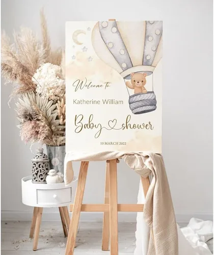 Vista 8 de Letrero personalizado para baby shower, letrero de bienvenida para baby shower, letrero para baby shower, personalizable para niña o niño, letrero
