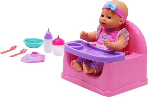 Vista 5 de Dream Collection: Juego de muñecas Feeding Fun con muñeca de bebé de 12 pulgadas, muñecas Gi-Go, juego para niños, a partir de 3 años, multicolor