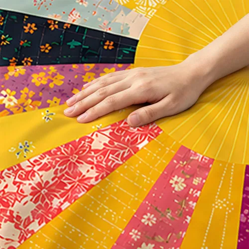 Vista 4 de Juego de ropa de cama de 4 piezas con diseño floral de explosión de sol Patchwork Artesano