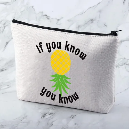 Vista 4 de MNIGIU Bolsa de cosméticos divertida de piña al revés Bolsa de maquillaje de piña Swinger Regalo de fiesta de regalo, Piña al revés., Monedero