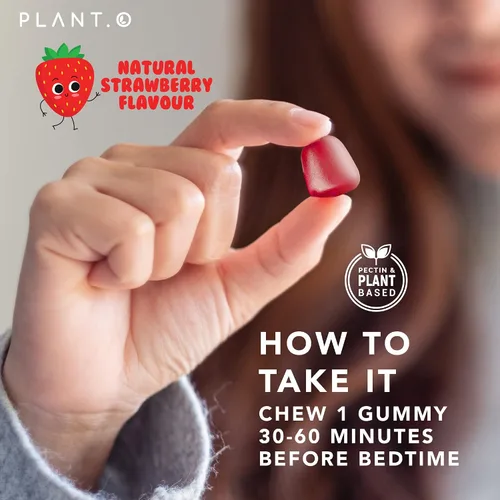 Vista 5 de Gomitas de melatonina para niños [duerme más rápido con gomita con sabor a crema de fresa 100% libre de medicamentos] para apoyo natural al sueño
