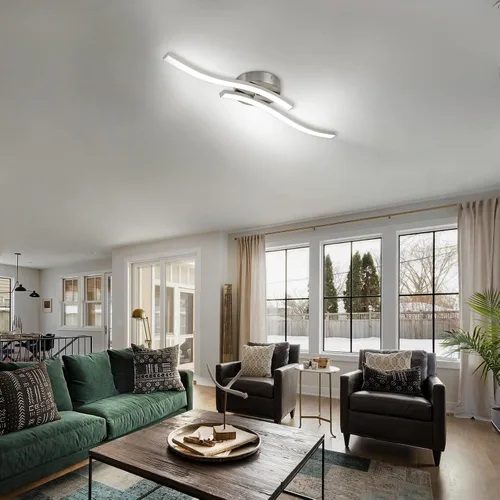 Vista 3 de EDISLIVE Moderna lámpara de techo LED regulable curva, 2 luces de 22.5 pulgadas, lámpara de techo minimalista LED empotrada para dormitorio