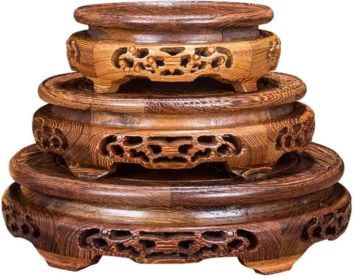 Vista 5 de Soporte de planta en maceta interior con base de madera de ala de pollo pulida compacta Hard Solid Wood Provides Solid Heavy Texture, Delicate