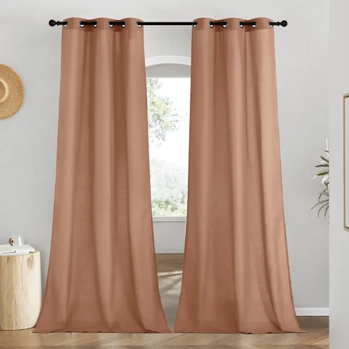 Vista 13 de NICETOWN - Cortinas de lino angora para ventana de cocina sobre el fregadero, con ojales, lino grueso angora, tratamientos cortos para ventanas