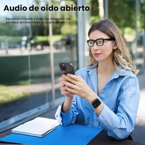 Vista 9 de Gafas de cámara para vlogging y computadora, lentes inteligentes de filtrado de luz azul con grabación de 1080P, manos libres y vista previa