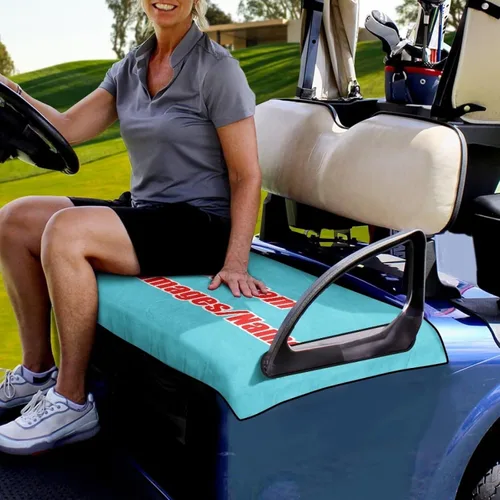Vista 2 de AFPANQZ Toalla personalizada para cubierta de asiento de carrito de golf, añade tu texto, imagen, logotipo, nombre, protector de asiento de carrito