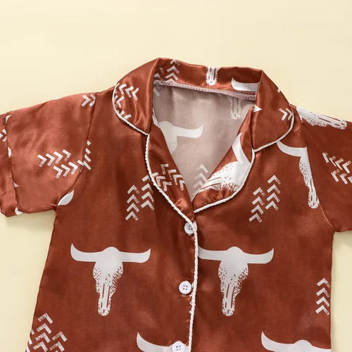 Vista 34 de Conjunto de pijama de manga larga con botones para niña pequeña, conjunto de ropa de dormir