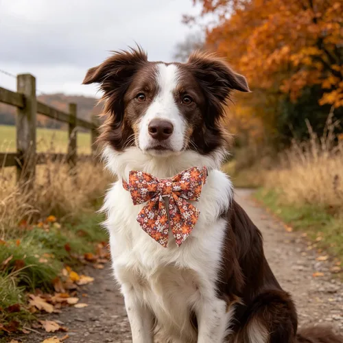 Vista 132 de Lionet Paws Collar de perro de Halloween con corbatín, bonito collar de algodón ajustable con hebilla de metal para perros pequeños, medianos y A