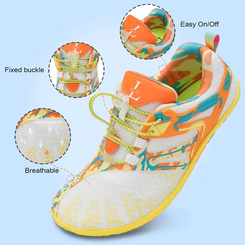 Vista 4 de L-RUN Zapatos de agua para hombre y mujer, zapatos de agua descalzos para senderismo, secado rápido, calcetines acuáticos para natación, buceo