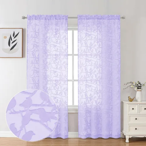 Vista 71 de OVZME Anji Clip Voile Sheer Tiers RD 2X30X36 Negro