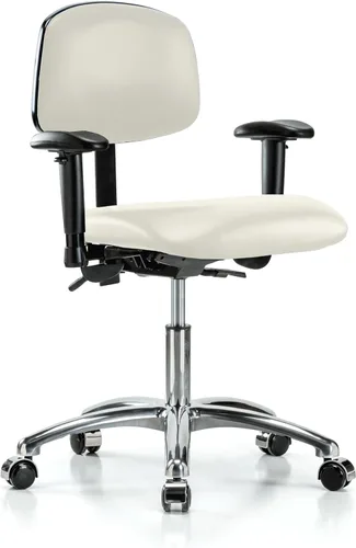Vista 78 de PERCH - Silla giratoria con ruedas para alfombra o linóleo, cromado, Textil, Tela negra
