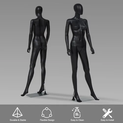 Vista 8 de kinbor Maniquí femenino de cuerpo completo – Cuerpo de maniquíes realistas de 70 pulgadas con brazos ajustables, piernas y cabeza giratoria