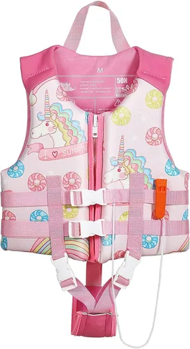 Vista 15 de HeySplash Chaleco de natación para niños pequeños, chaqueta de natación para niños de 30-50/50-80 libras, chaleco flotante para niños con correa