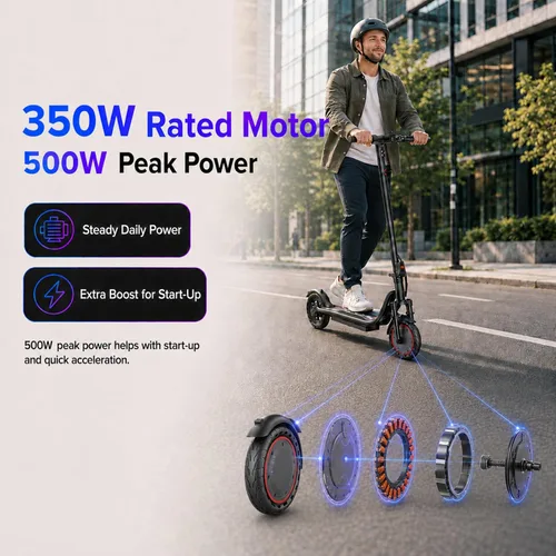 Vista 2 de Electric Scooter, Foldable Lightweight E-Scooter for Adults and Teens Black