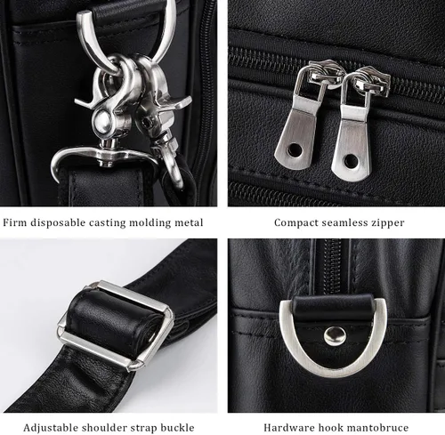 Vista 5 de Augus Maletín de Cuero Genuino para Viaje de Negocios, Bolsas Duffel para Hombre, Bolsa para Laptop que se ajusta a portátiles de 15.6 pulgadas