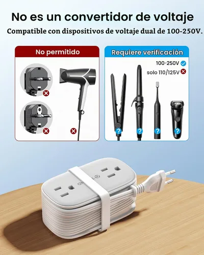 Vista 6 de TROND Adaptador de enchufe de viaje europeo con 4 salidas de CA y 2 PD 20W