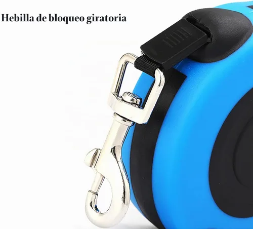 Vista 3 de Correa retráctil para perro, cuerda automática azul de 16 pies con interruptor y mango antideslizante para pasear a un perro (azul)