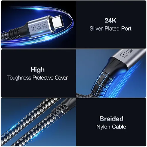 Vista 4 de Cable Thunderbolt 4, cable USB C a USB C de 240 W soporta transferencia de fecha de 40 Gbps, pantalla 8K y 4K, cable Thunderbolt4 a USB C de 6.6