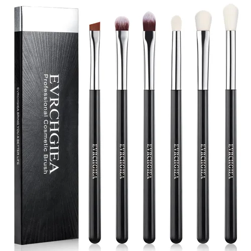 Vista 11 de Juego de brochas de maquillaje de ojos, 6 brochas de maquillaje profesionales para sombra de ojos para corrector de cejas, delineador de ojos Rosa