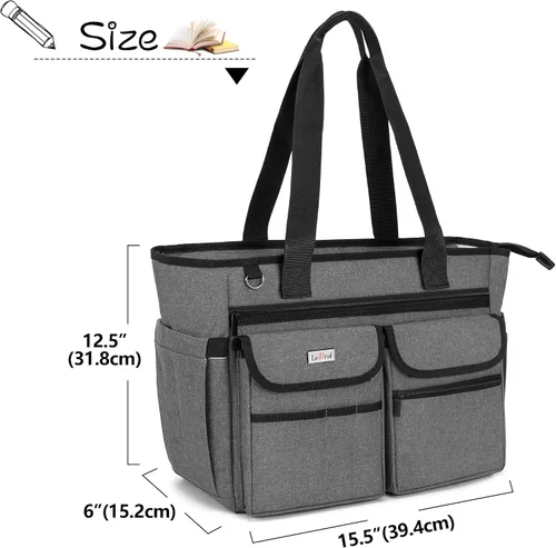 Vista 15 de LoDrid Bolsa para profesores con almohadilla inferior, capa de almacenamiento separada para laptop (hasta 15.6 pulgadas), bolsas para profesores