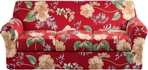 Vista 87 de Fundas elásticas para sofá de 1/2/3 cojines, funda estampada con fundas de cojín de asiento separadas, fundas de sofá lavables, protector de muebles