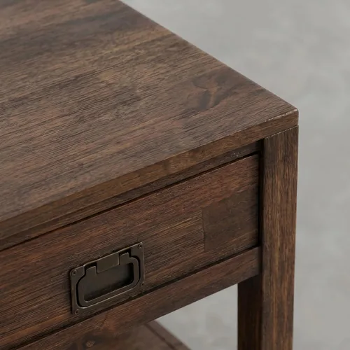 Vista 5 de SIMPLIHOME Monroe - Mesa auxiliar de madera de acacia maciza de 22 pulgadas de ancho en color marrón ceniza envejecido, mesa decorativa rústica
