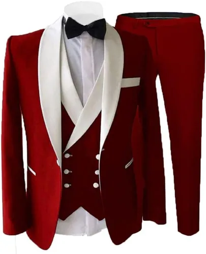 Vista 3 de JXZ007 - Trajes formales para hombres, de boda, ajuste ajustado, vestido de 3 piezas, traje de esmoquin para fiesta de negocios, chaqueta